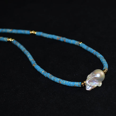 Large Baroque Pearl Gemstone Necklace