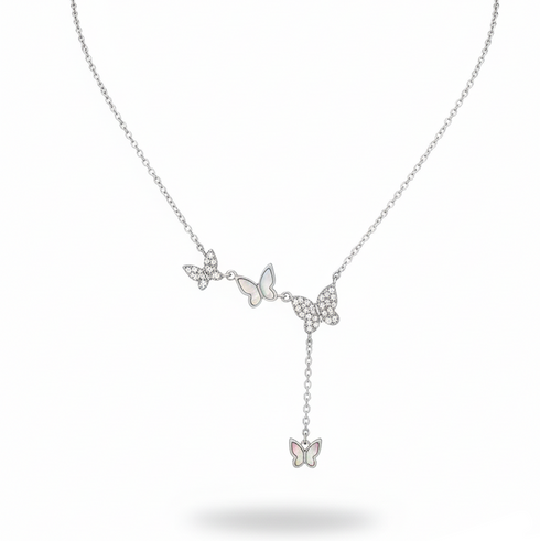 Butterfly Zirconia Pendant Necklace – Sterling Silver