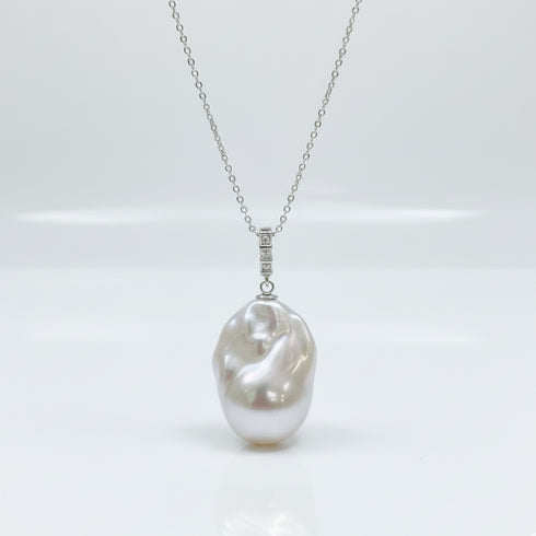 High Luster Baroque Pearl Pendant Necklace - Sterling Silver