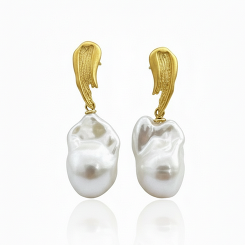 Arty Draw Baroque Pearl Earrings - Gold Vermeil / Sterling Silver