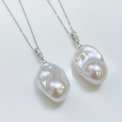 High Luster Baroque Pearl Pendant Necklace - Sterling Silver