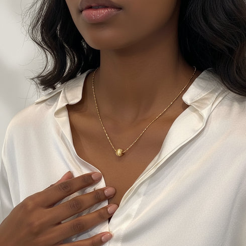 Gold Ball Thread Necklace - Gold Vermeil / Sterling Silver