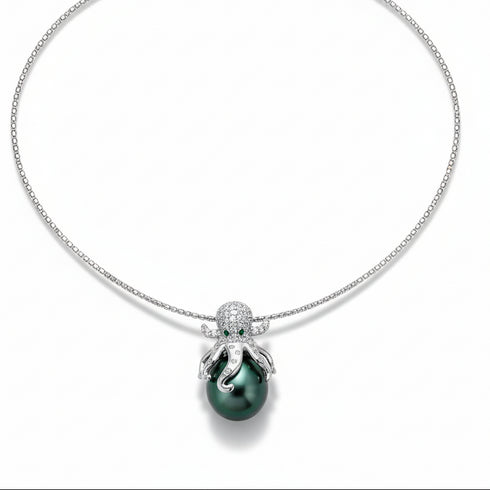 Squid Tahitian Pearl Pendant – Fun Jewelry in Sterling Silver