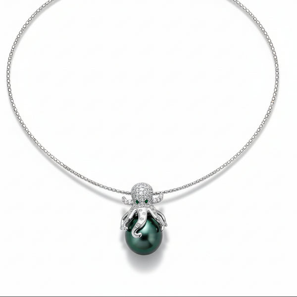 Squid Tahitian Pearl Pendant – Fun Jewelry in Sterling Silver