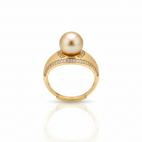 Golden South Sea Pearl Matte Ring – Gold Vermeil