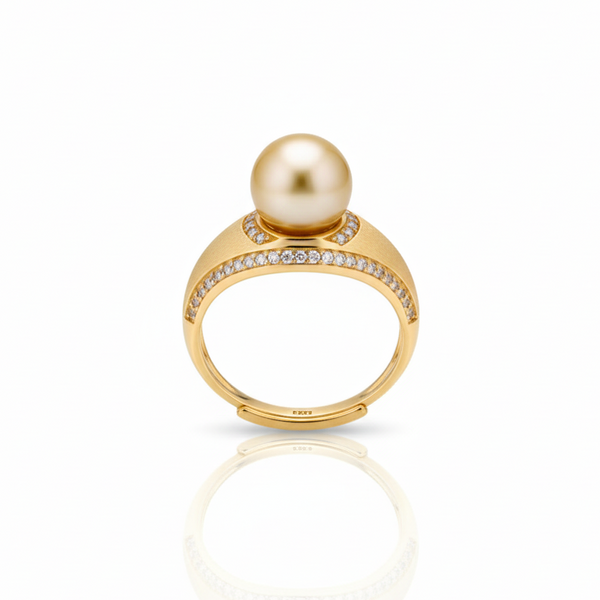 Golden South Sea Pearl Matte Ring – Gold Vermeil