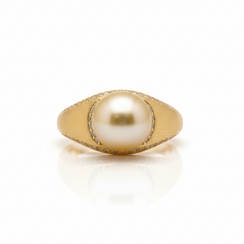Golden South Sea Pearl Matte Ring – Gold Vermeil