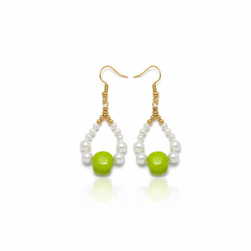 Colorful Cube Teardrop Pearl Earrings – Rustic Elegance