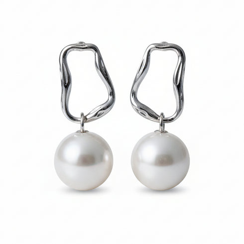 Power Pearl Large Stud Earrings - Sterling Silver