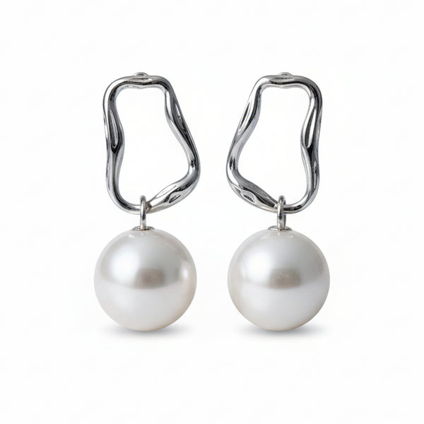 Power Pearl Large Stud Earrings - Sterling Silver