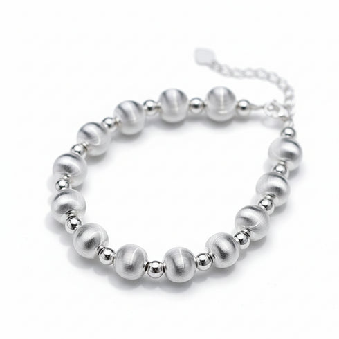 Silver Beaded Ball Bracelet - Sterling Silver