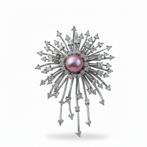 Purple Freshwater Pearl Fireworks Brooch
