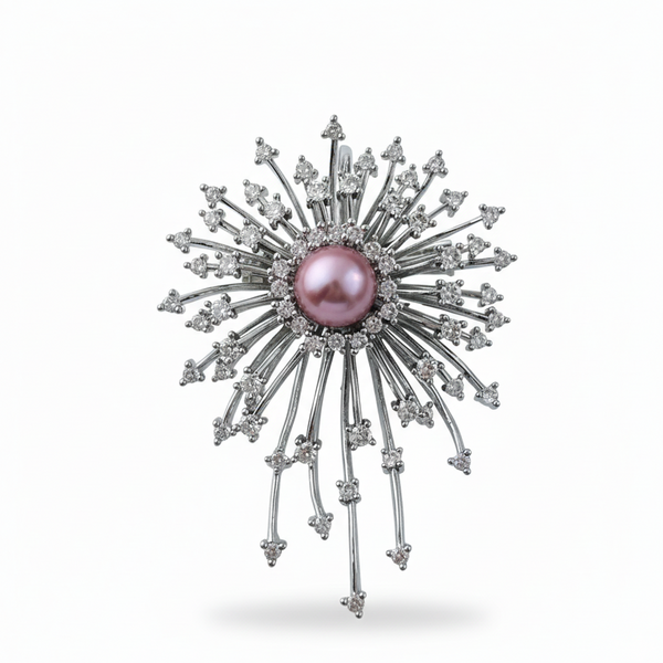 Purple Freshwater Pearl Fireworks Brooch