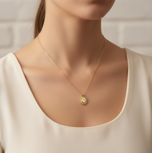 Oval Diamond Pendant Necklace – Gold Vermeil