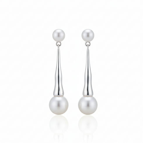 Freshwater Dual Pearl Drop Earrings – Sterling Silver