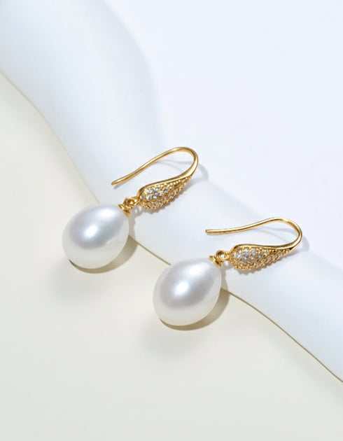 Teardrop Pearl Hook Earrings - Sterling Silver/ Gold Vermeil