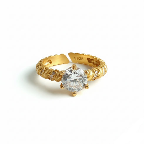 Twisted Diamond Gold Open Ring – Gold Vermeil