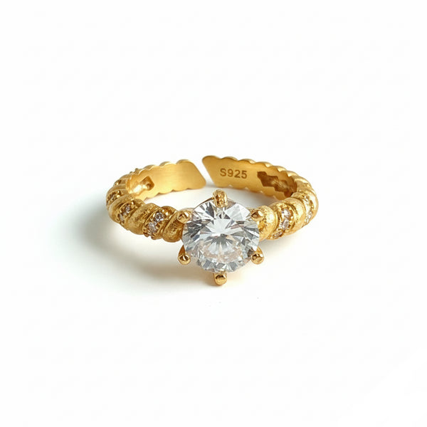 Twisted Diamond Gold Open Ring – Gold Vermeil