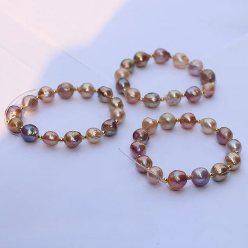 Purple Pink Baroque Pearl Bracelet - Unique Natural Beauty