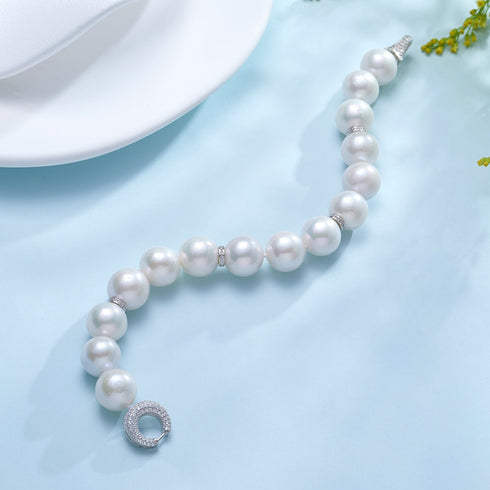 11-13mm Large Pearl Bracelet - Sterling Silver