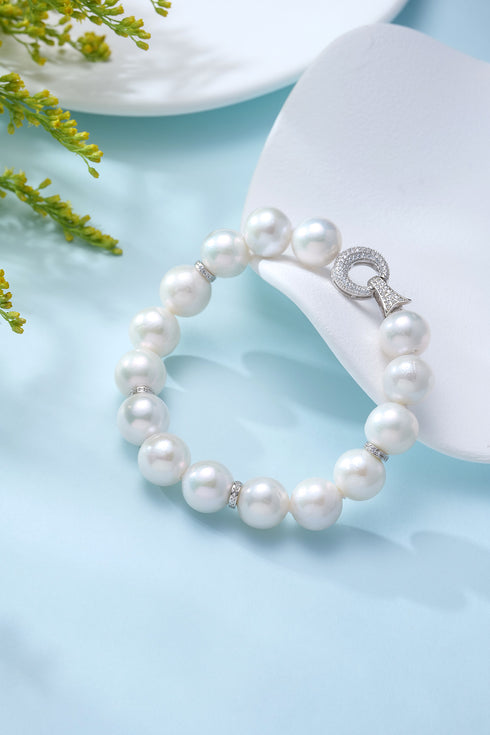 11-13mm Large Pearl Bracelet - Chic Timeless Elegance