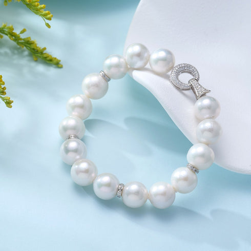 11-13mm Large Pearl Bracelet - Sterling Silver