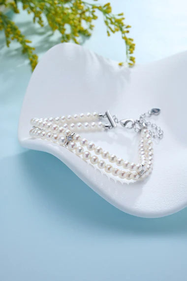 Double Layer 3-4mm Freshwater Pearl Bracelet