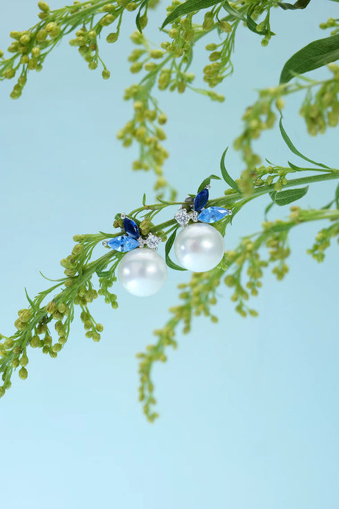 8-9mm Blue Dainty Pearl Earrings