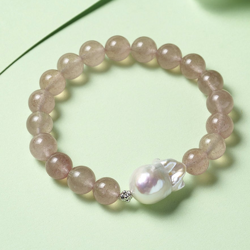 Rose Quartz Baroque Pearl Bracelet