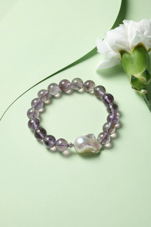 Amethyst Beads Baroque Pearl Bracelet