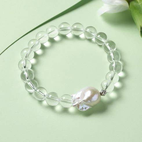 White Crystal Baroque Pearl Bracelet