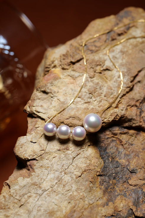 Simile White Akoya Pearl Pendant Necklace - 18K Solid Gold