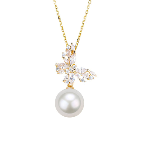 Butterfly Pearl Pendant Necklace – Gold Vermeil, Elegant & Modern