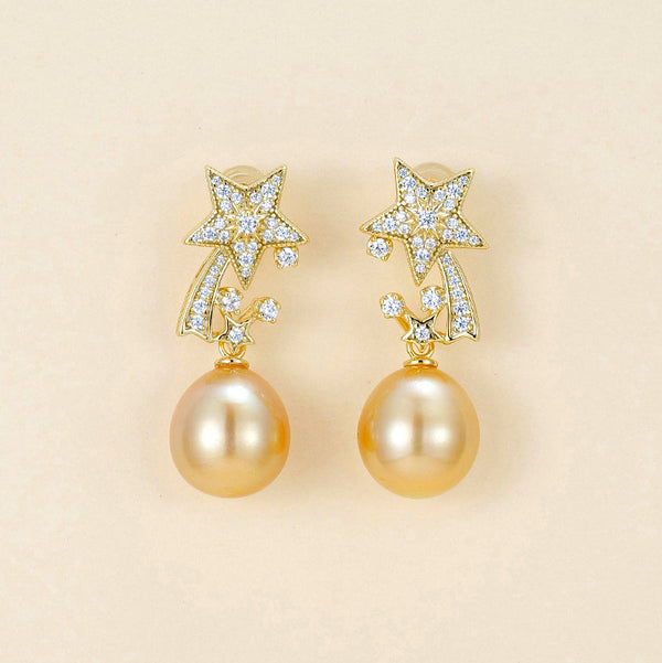 Celestial White/ Gold Pearl Star Earrings – Gold Vermeil