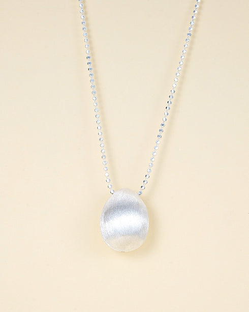 Dome Brushed Pendant Necklace - Sterling Silver
