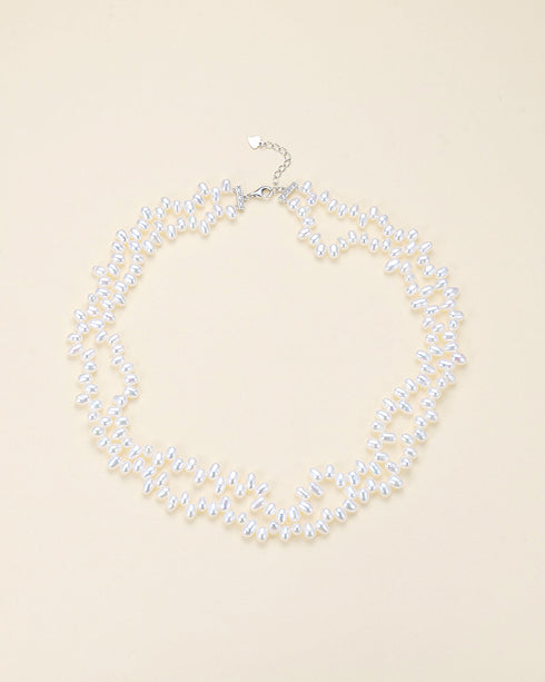 Double-Strand White Rice Freshwater Pearl Necklace