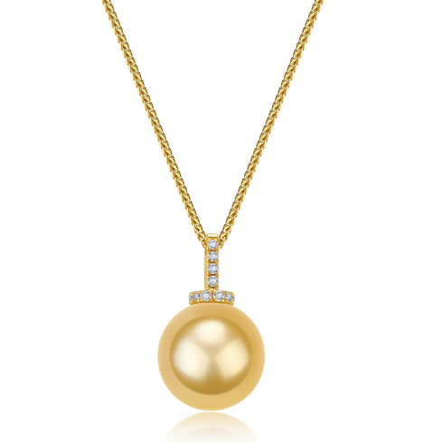 Vintage Milk-Drop Golden South Sea Pearl 18K Gold Pendant Necklace