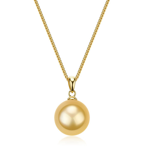 Classic Solitaire Golden South Sea Pearl 18K Gold Pendant Necklace