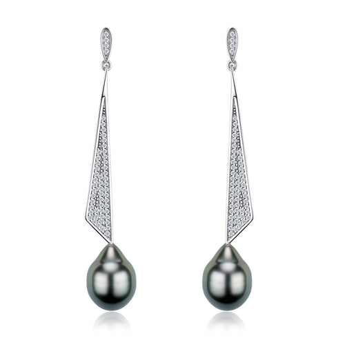 Swaying Tahitian Black Baroque Pearl Drop Earrings