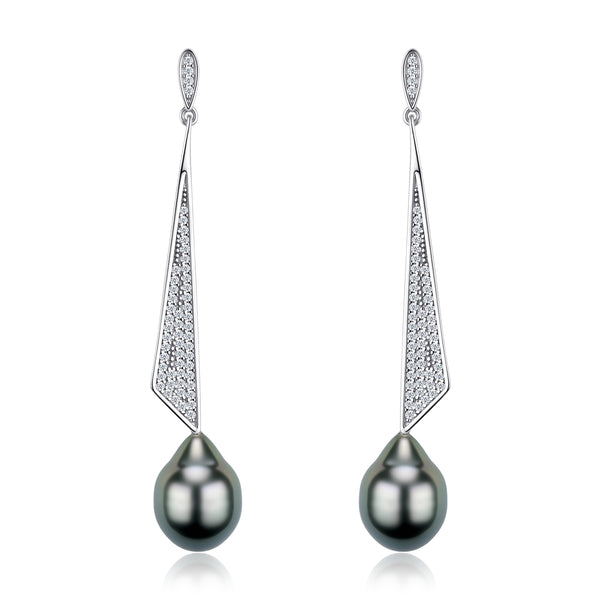 Swaying Tahitian Black Baroque Pearl Drop Earrings