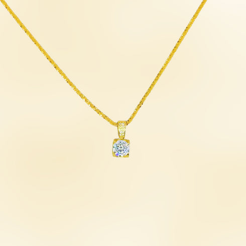 Cube Diamond Pendant Necklace – Gold Vermeil