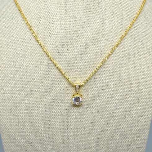Cube Diamond Pendant Necklace – Gold Vermeil