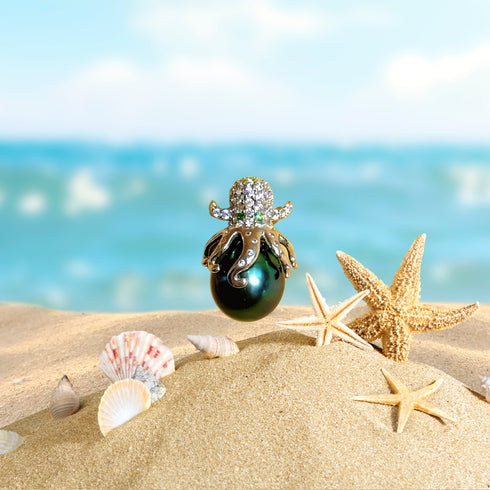 Squid Tahitian Pearl Pendant – Fun Jewelry in Sterling Silver