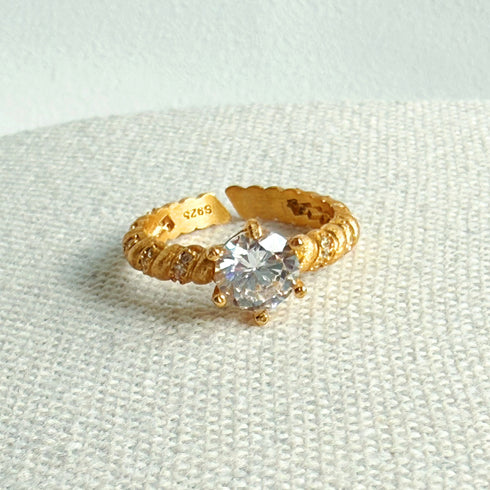 Twisted Diamond Gold Open Ring – Gold Vermeil
