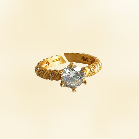 Twisted Diamond Gold Open Ring – Gold Vermeil