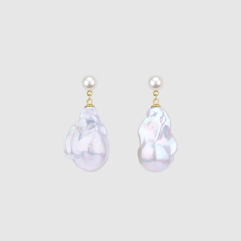 Cessie Dual-Tone Baroque Pearl Drop Earrings
