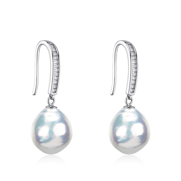 Waterdrop Baroque Pearl Zirconia Hook Earrings – Sterling Silver