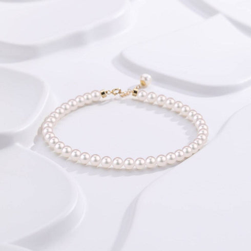 Dainty White Freshwater Pearl 18K Gold Bracelet - House Of Pearls