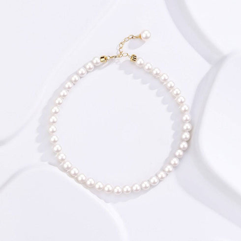 Dainty White Freshwater Pearl 18K Gold Bracelet - House Of Pearls