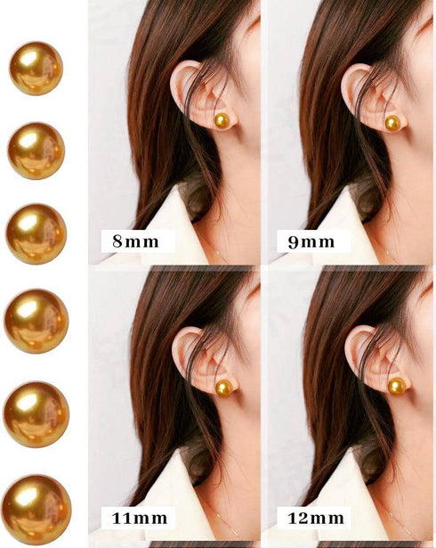 10-11mm Golden South Sea Pearl & Classic Stud Earrings 18K Gold - Earrings made with hand-selected pearls from House of Pearls